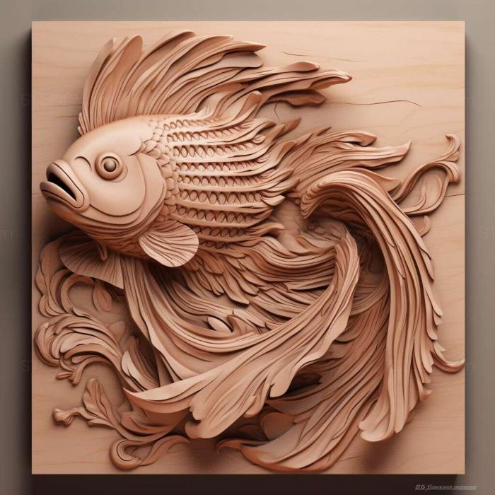 Nature and animals (Betta simplex 1, NATURE_921) 3D models for cnc